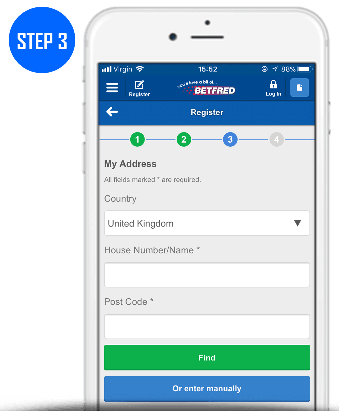 Betfred Sign Up Process Step 3