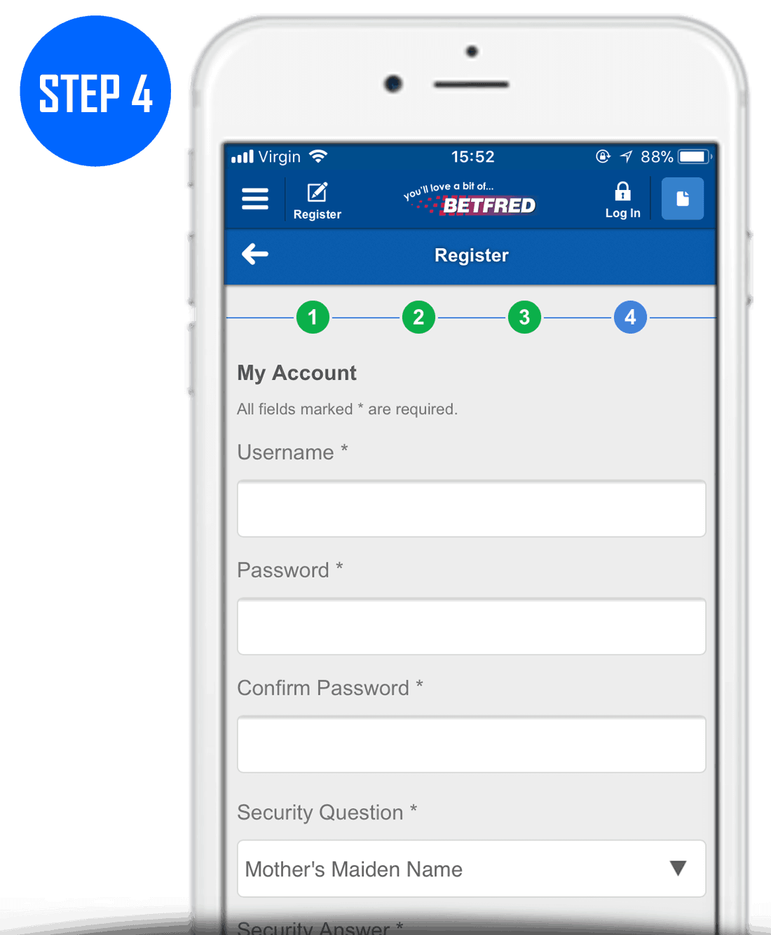 Betfred Sign Up Process Step 4