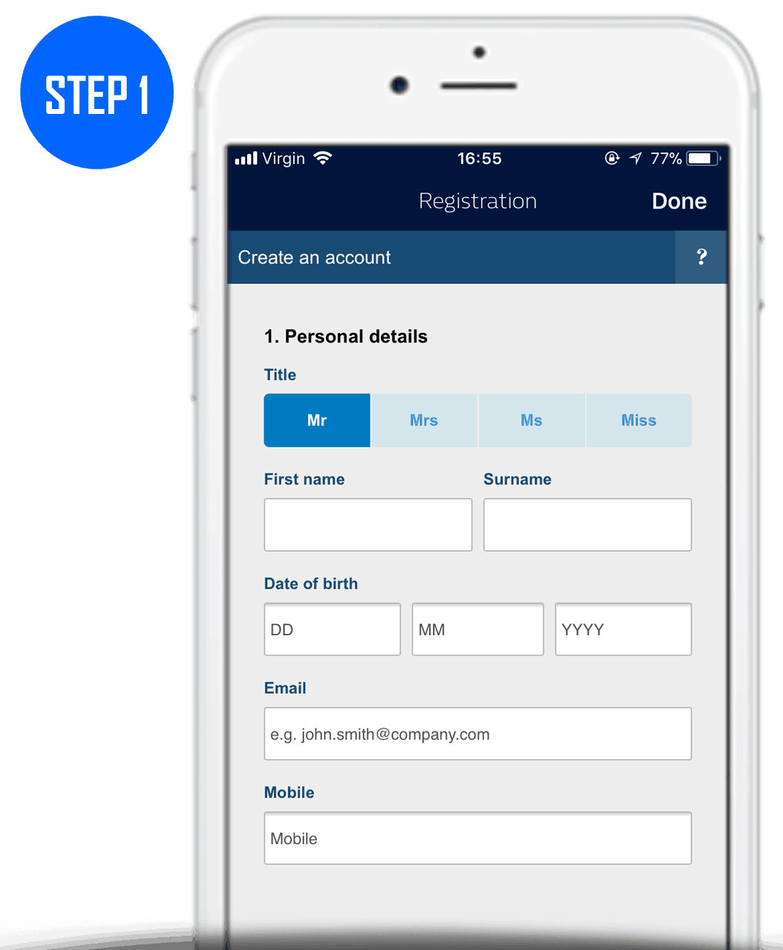 William Hill Sign Up Process Step 1