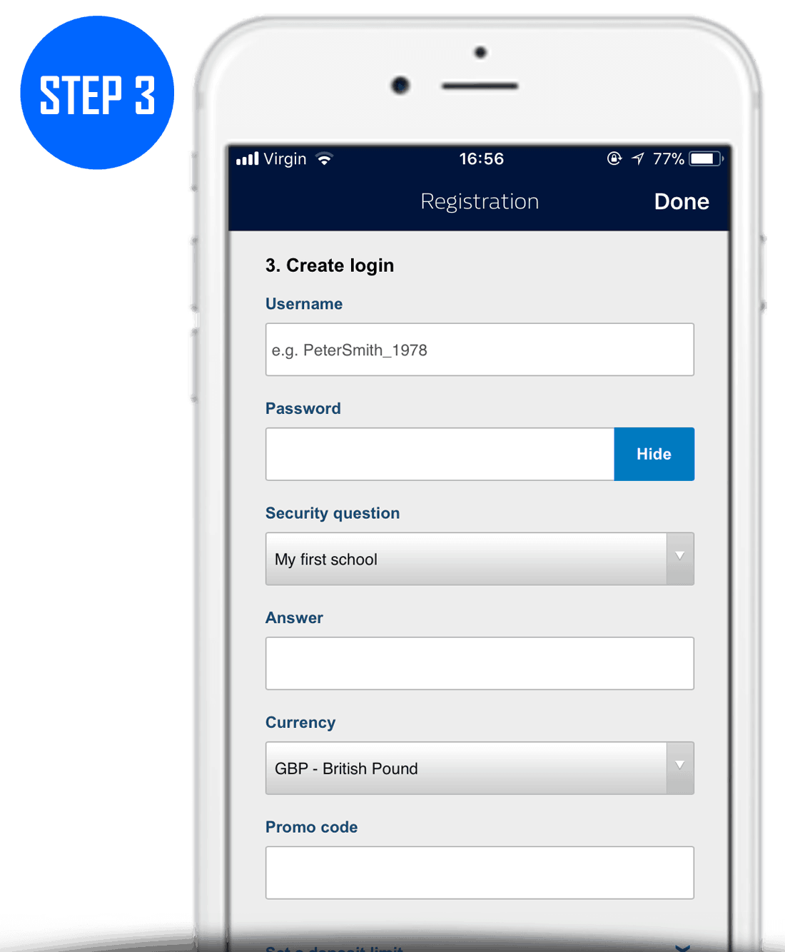 William Hill Sign Up Process Step 3