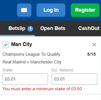 minimum bet slip