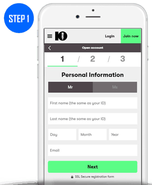 10Bet Mobile App Sign Up Step 1