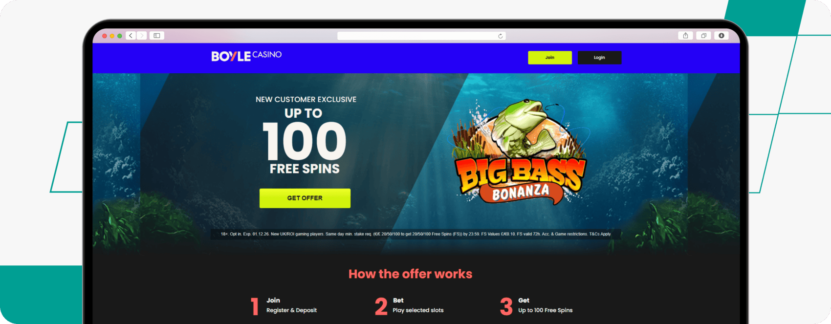 Boylesports 100 free spins casino offer