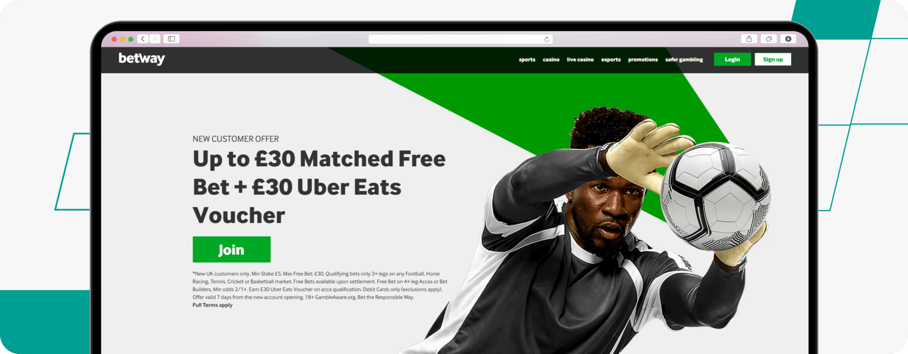 screenshot of betway sports welcome offer