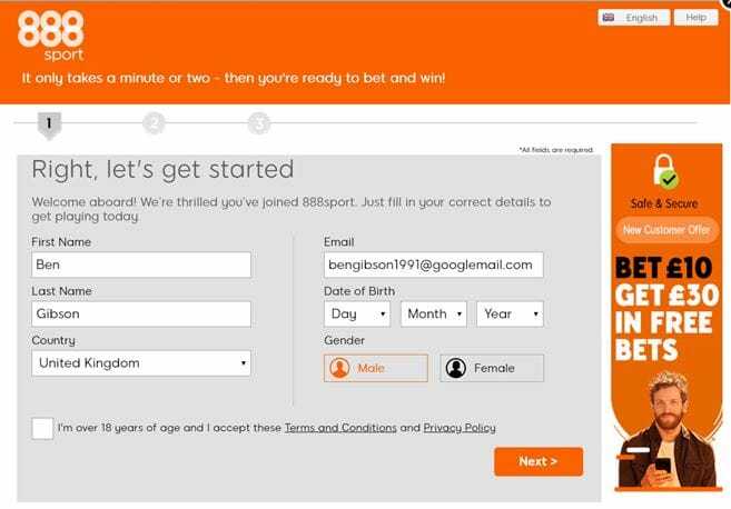 888Sport Registration
