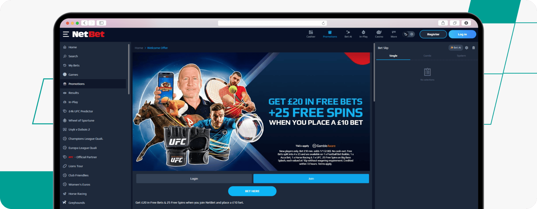 screenshot of netbet's sports welcome offer