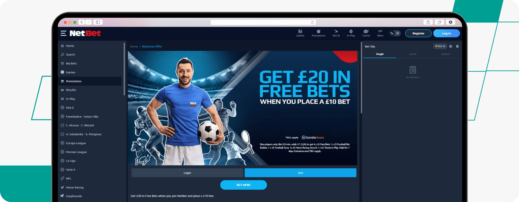 screenshot of netbet's sports welcome offer