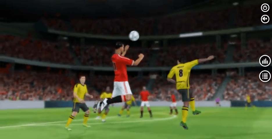 football player about to head the ball during a virtual match