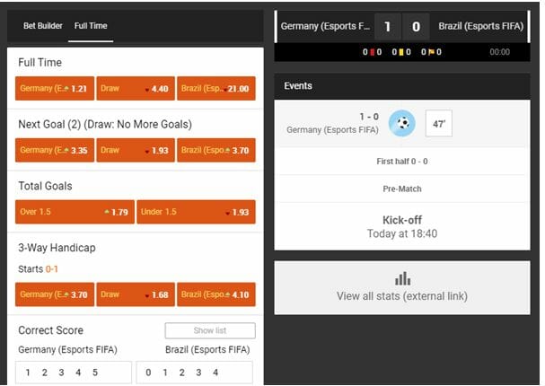 FIFA betting: Next Goal