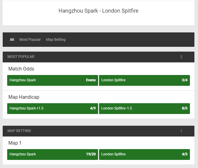 screenshot of an Outright Winner betting market