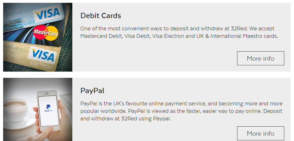 32Red Banking Debit Cards and PayPal options