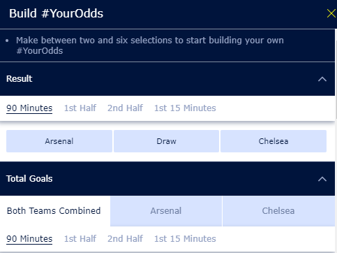 William Hill build your odds bet builder feature