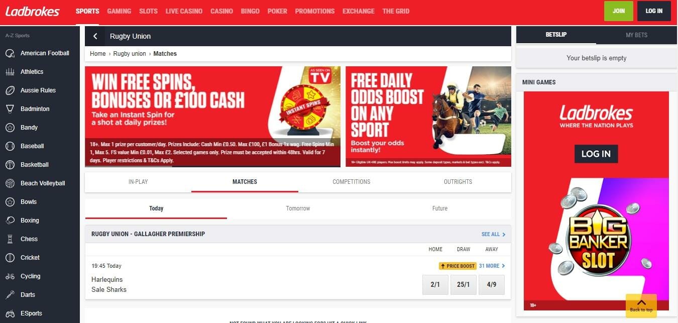 Ladbrokes Rugby Union