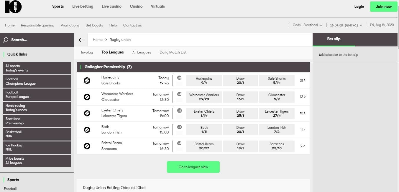 10bet Rugby Union Gallagher Premiership