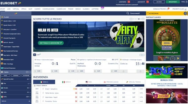 Eurobet Home Page Screenshot