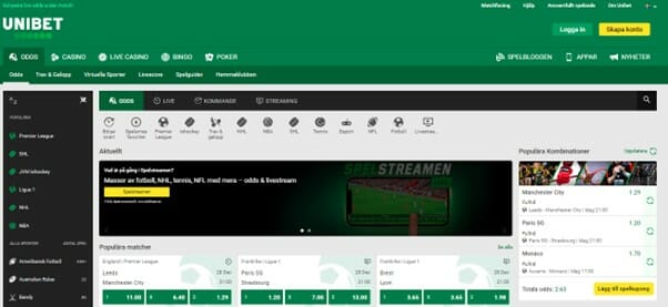 Unibet Homepage Screenshot