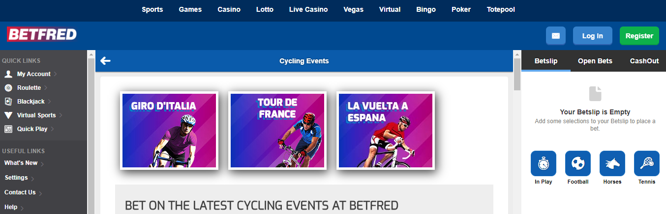 betfred cycling betting markets