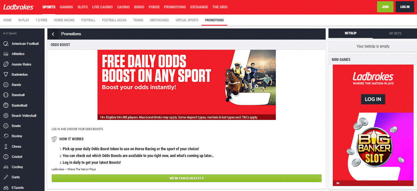 Ladbrokes Odds Boost Promotion