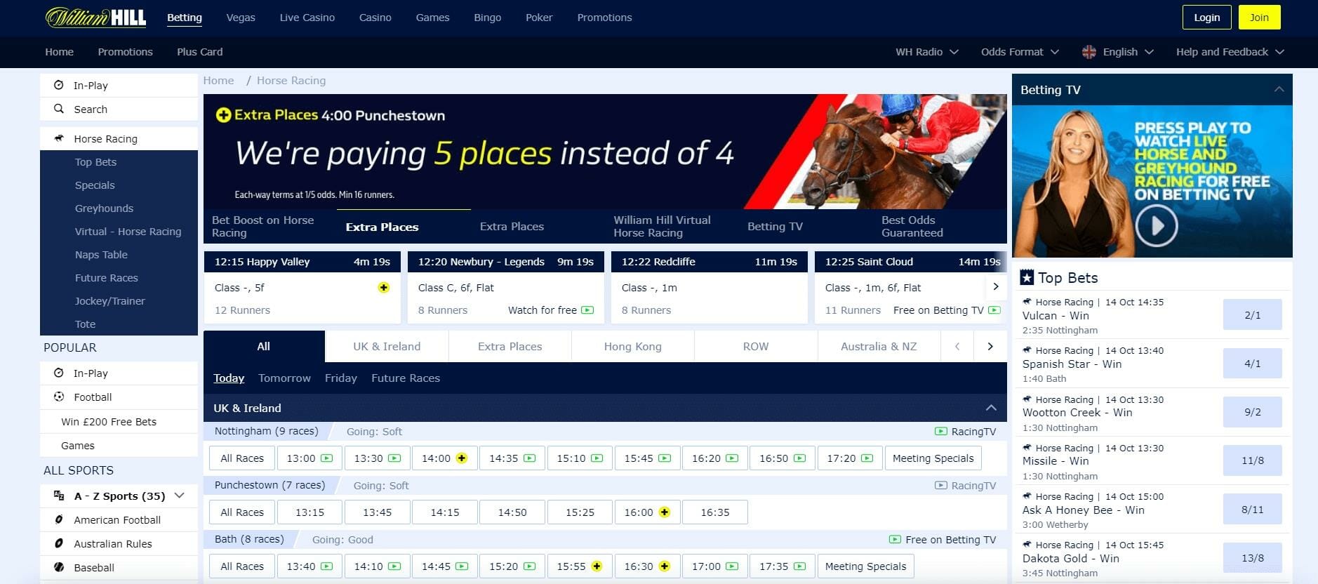 William Hill horse racing betting