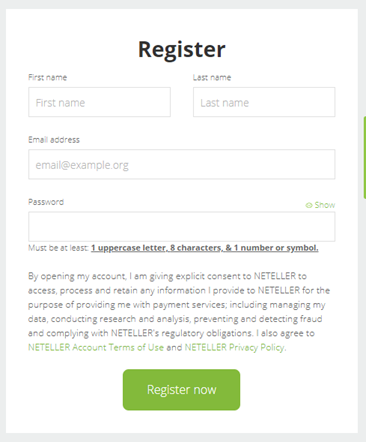 Neteller registration page | Neteller website