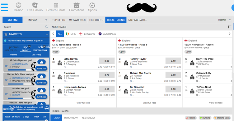 Screenshot from mr.play - horse racing