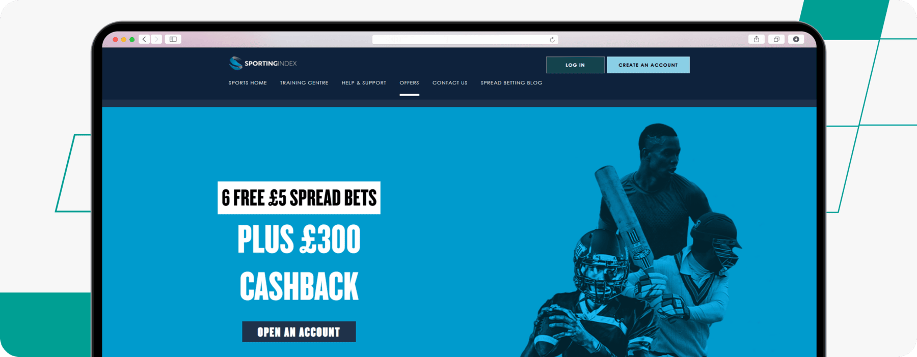 screenshot of sporting index spread betting welcome offer