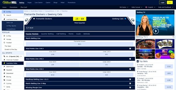 William Hill Aussie Rules Screenshot