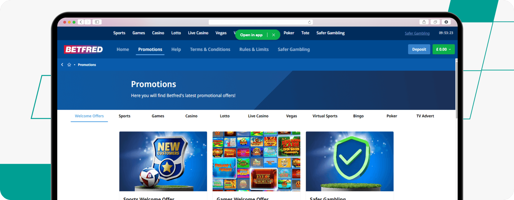 Promotions available on betfred website