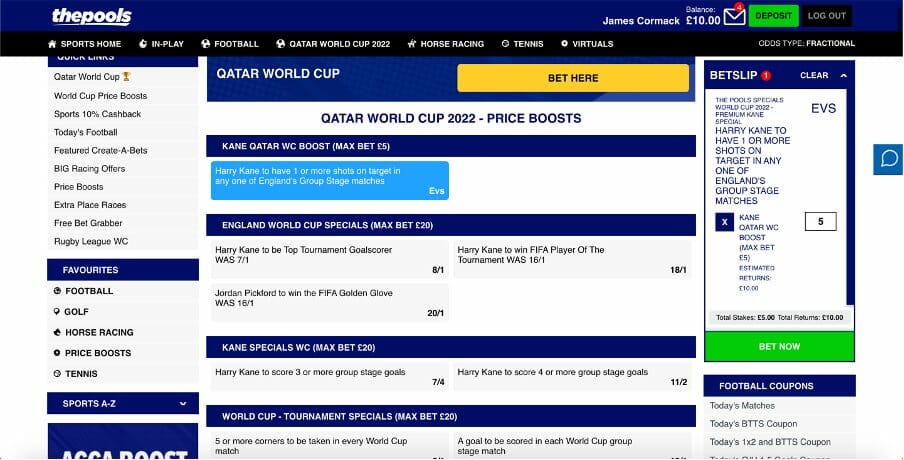 The Pools Place Bet Screenshot