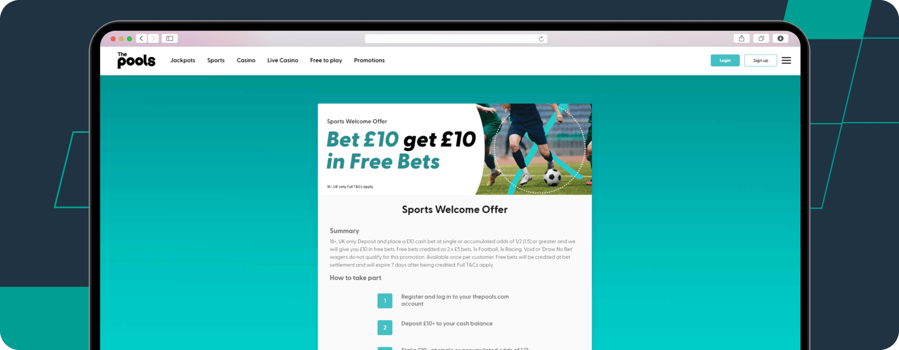 Bet 10 get 10 welcome offer on the pools