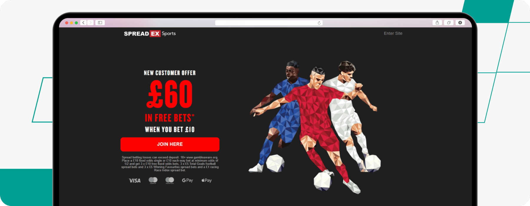 screenshot of spreadex fixed odds welcome offer