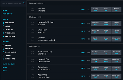 21.co.uk Pre-Match Market