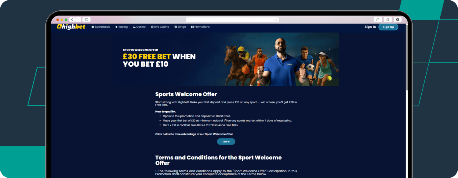 Sports welcome offer on highbet