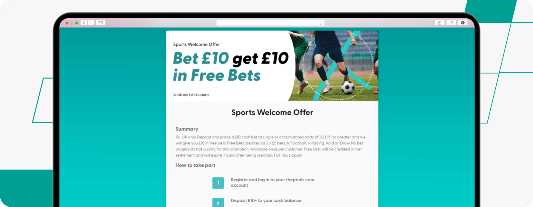 Bet 10 get 10 the pools sports welcome offer