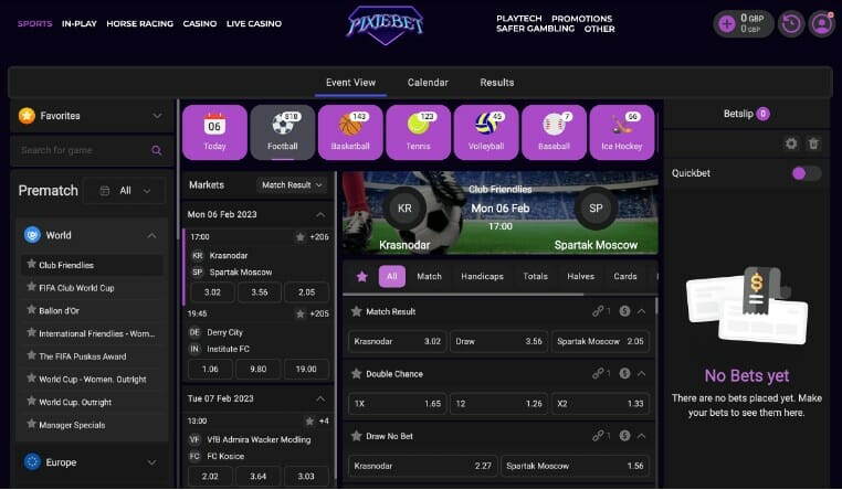 Pixiebet Pre-Match Offer Screenshot