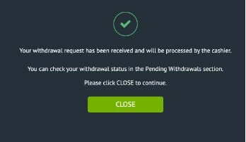 Pixiebet Withdrawal Screenshot