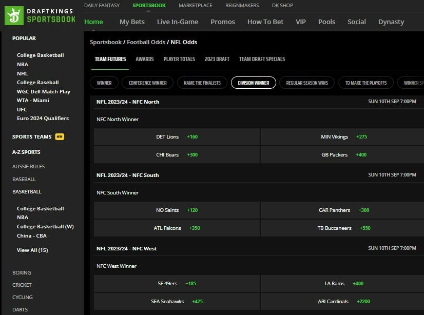 DraftKings Arizona Screenshot