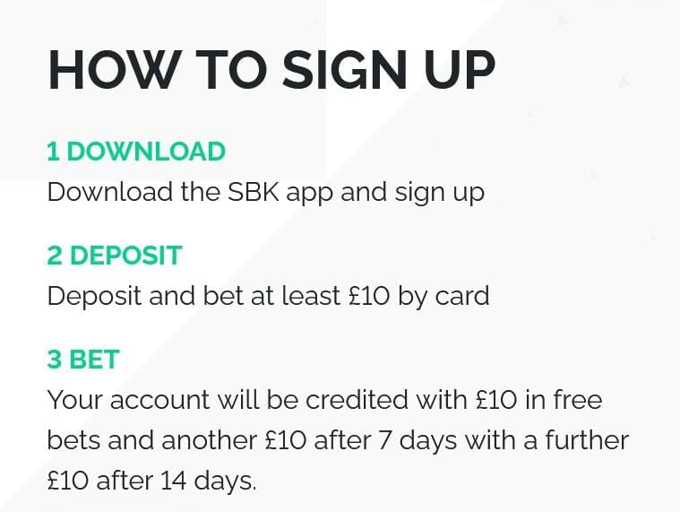 SBK sign up instructions screenshot