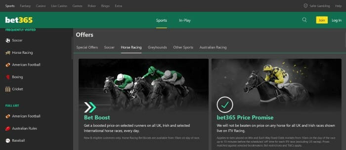 bet365 Promotions Screenshot