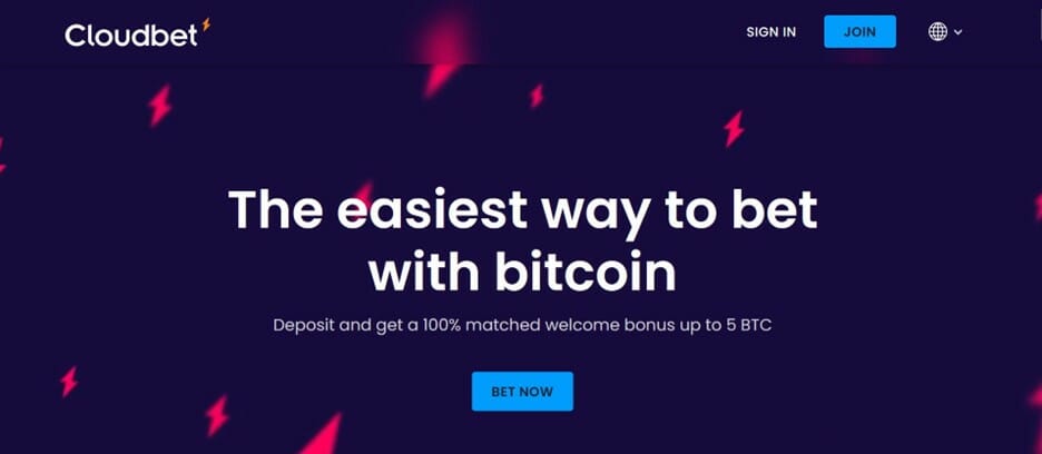 Screenshot of Cloudbet homepage