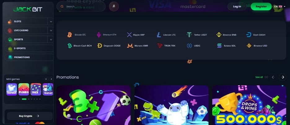 Screenshot of Jackbit homepage