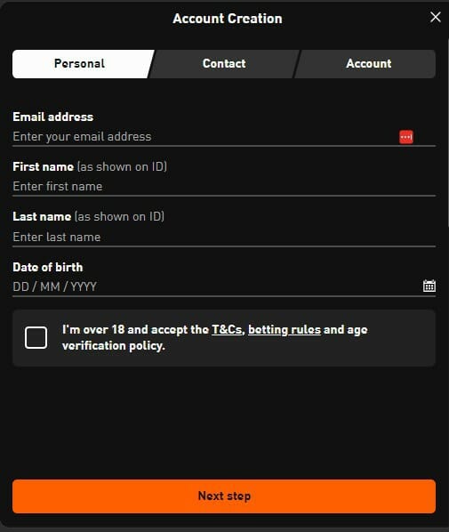 LiveScore Bet Registration Screenshot
