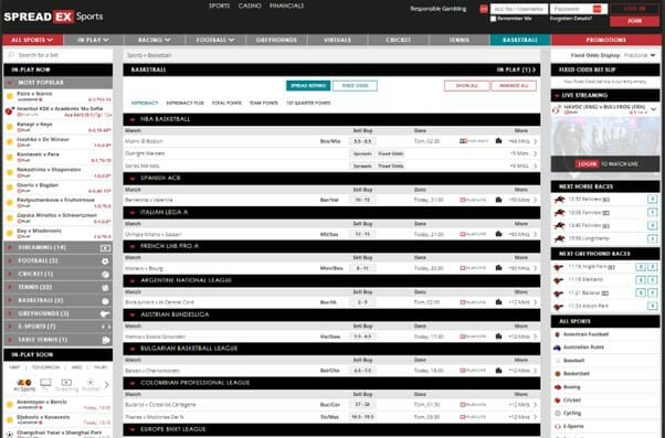 Spreadex Basketball Screenshot