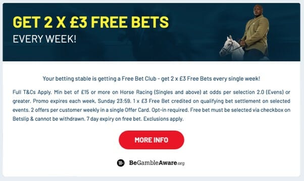 Bet Get 2x in £3 Free Bets Offer Screenshot