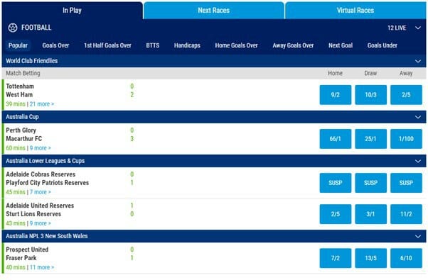 BoyleSports In-Play Betting Screenshot