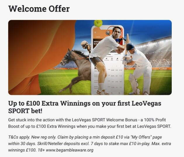LeoVegas Welcome Offer Screenshot