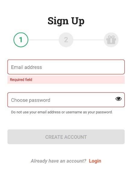 LeoVegas Registration Screenshot