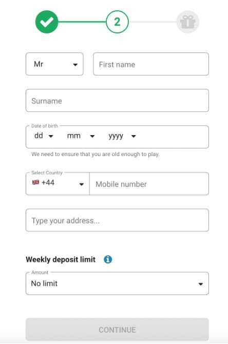 LeoVegas Registration Screenshot