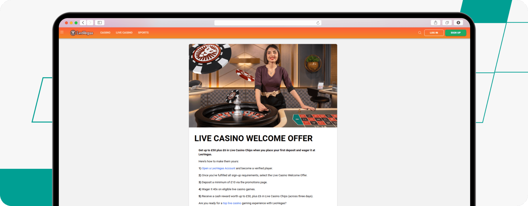 Live Casino Welcome Offer on Leovegas