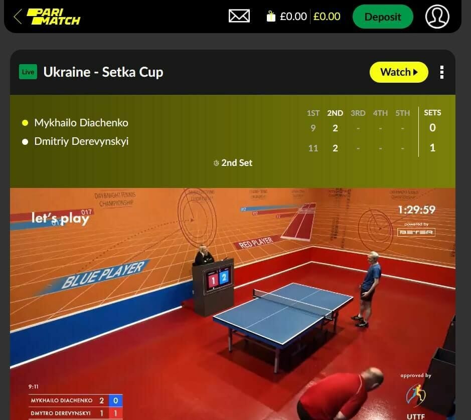 Parimatch Table Tennis Betting Screenshot. Source: Parimatch.